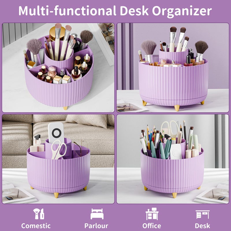 fanado 360 Rotate Makeup Brush Holder Organizer, Makeup Organizers Countertop, Makeup organization and Skincare Storage for Vanity, Desktop, Bathroom (Purple) - Image 3